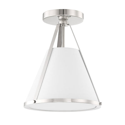 ##Antique Hardware## Fulton 1 Light Polished Nickel Semi Flush Mount