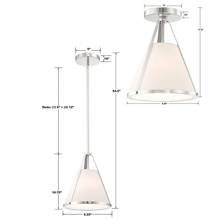 ##Antique Hardware## Fulton 1 Light Polished Nickel Semi Flush Mount