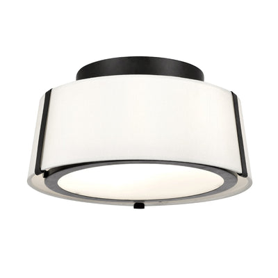 ##Antique Hardware## Fulton 2 Light Matte Black Semi Flush Mount