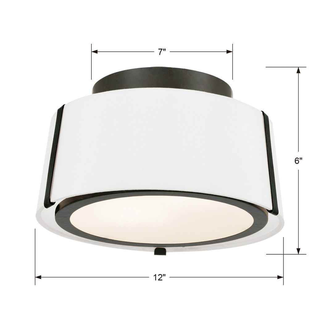 ##Antique Hardware## Fulton 2 Light Matte Black Semi Flush Mount