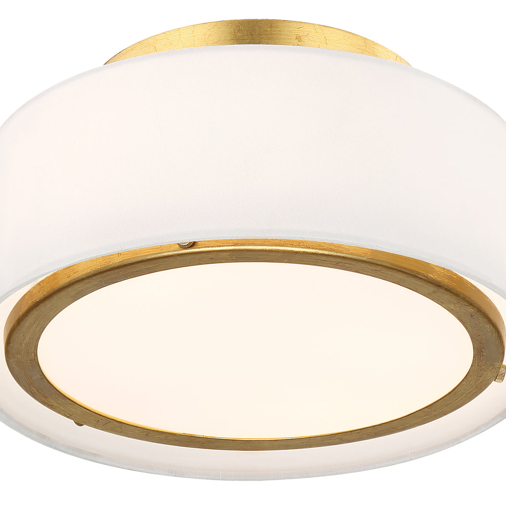 ##Antique Hardware## Fulton 2 Light Antique Gold Semi Flush Mount