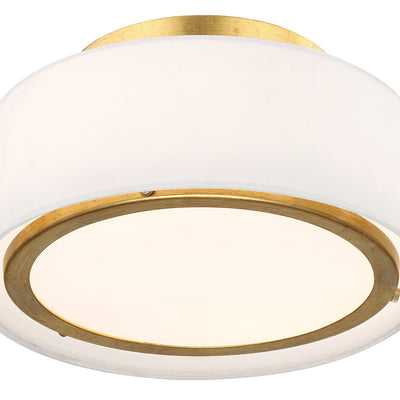 ##Antique Hardware## Fulton 2 Light Antique Gold Semi Flush Mount