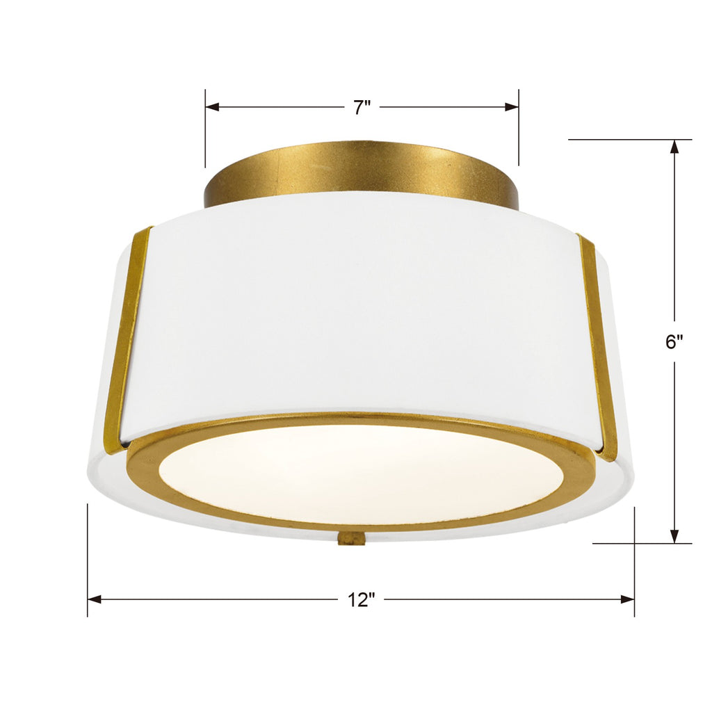 ##Antique Hardware## Fulton 2 Light Antique Gold Semi Flush Mount