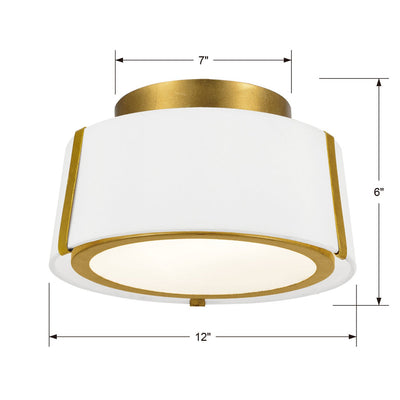 ##Antique Hardware## Fulton 2 Light Antique Gold Semi Flush Mount