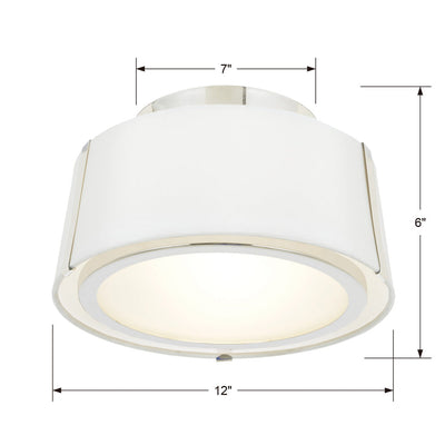 ##Antique Hardware## Fulton 2 Light Polished Nickel Semi Flush Mount