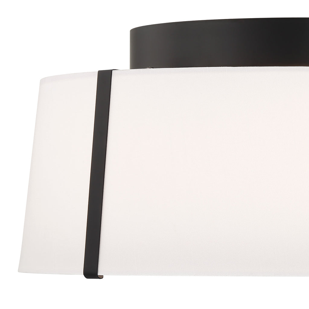 ##Antique Hardware## Fulton 3 Light Matte Black Semi Flush Mount
