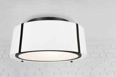 ##Antique Hardware## Fulton 3 Light Matte Black Semi Flush Mount