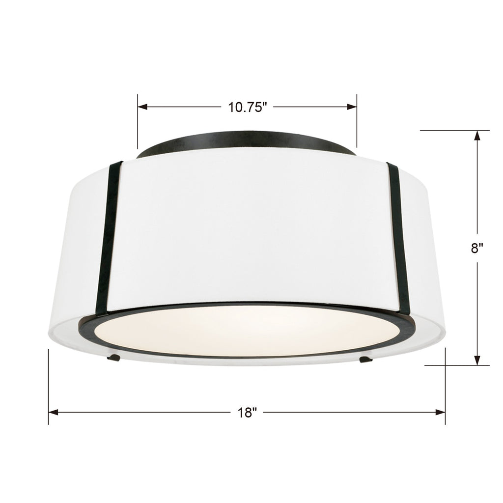 ##Antique Hardware## Fulton 3 Light Matte Black Semi Flush Mount