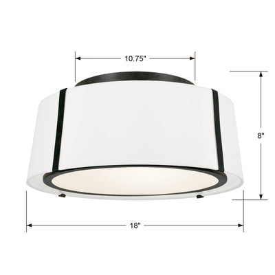 ##Antique Hardware## Fulton 3 Light Matte Black Semi Flush Mount