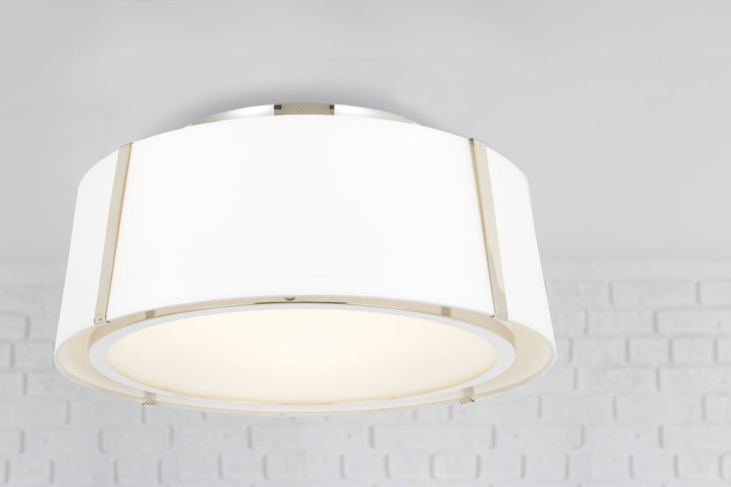 ##Antique Hardware## Fulton 3 Light Polished Nickel Semi Flush Mount
