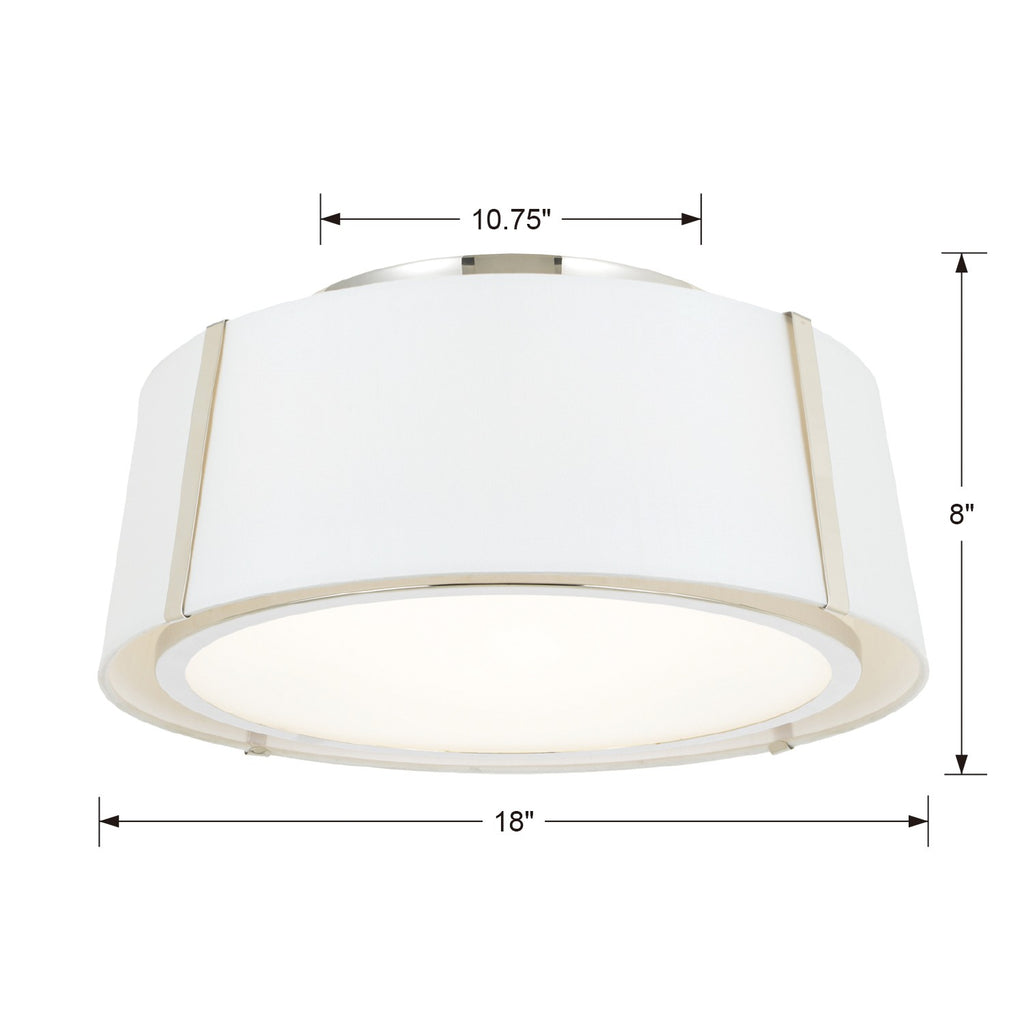 ##Antique Hardware## Fulton 3 Light Polished Nickel Semi Flush Mount
