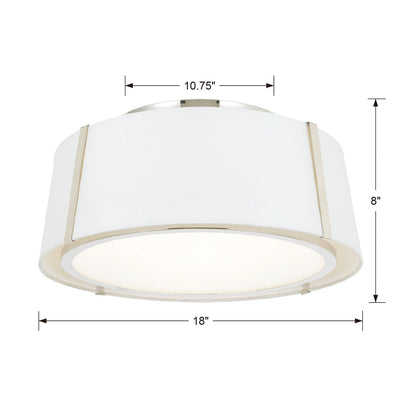 ##Antique Hardware## Fulton 3 Light Polished Nickel Semi Flush Mount