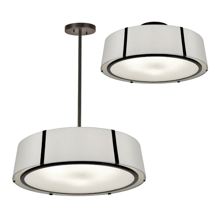##Antique Hardware## Fulton 6 Light Matte Black Semi Flush Mount