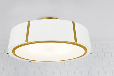 ##Antique Hardware## Fulton 6 Light Antique Gold Semi Flush Mount