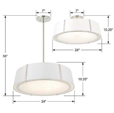 ##Antique Hardware## Fulton 6 Light Polished Nickel Semi Flush Mount