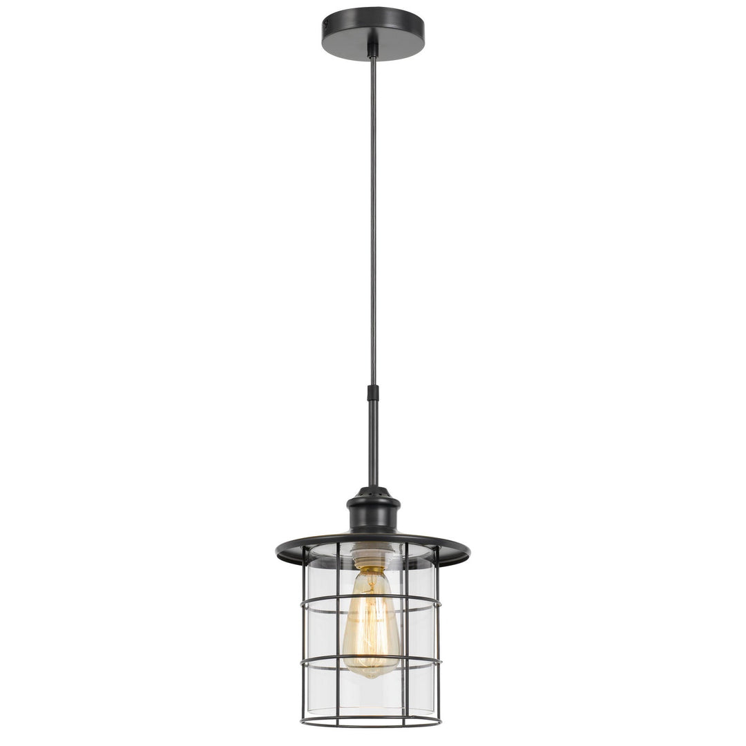 ##Antique Hardware## 60W SILVERTON METAL/GLASS PENDANT FIXTURE (EDISON BULBS INCLUDED)