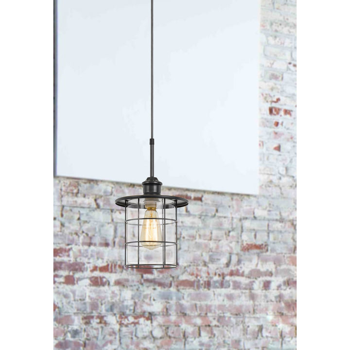 ##Antique Hardware## 60W SILVERTON METAL/GLASS PENDANT FIXTURE (EDISON BULBS INCLUDED)