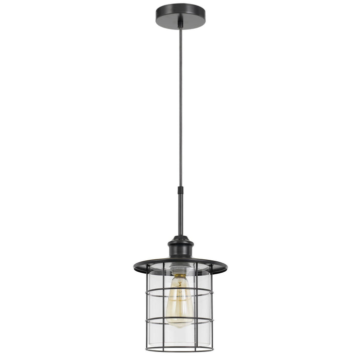 ##Antique Hardware## 60W SILVERTON METAL/GLASS PENDANT FIXTURE (EDISON BULBS INCLUDED)