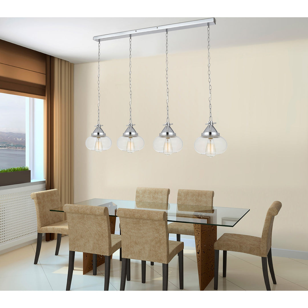 ##Antique Hardware## 60W X 4 MAYWOOD GLASS PENDANT (EDISON BULBS NOT INCLUDED)
