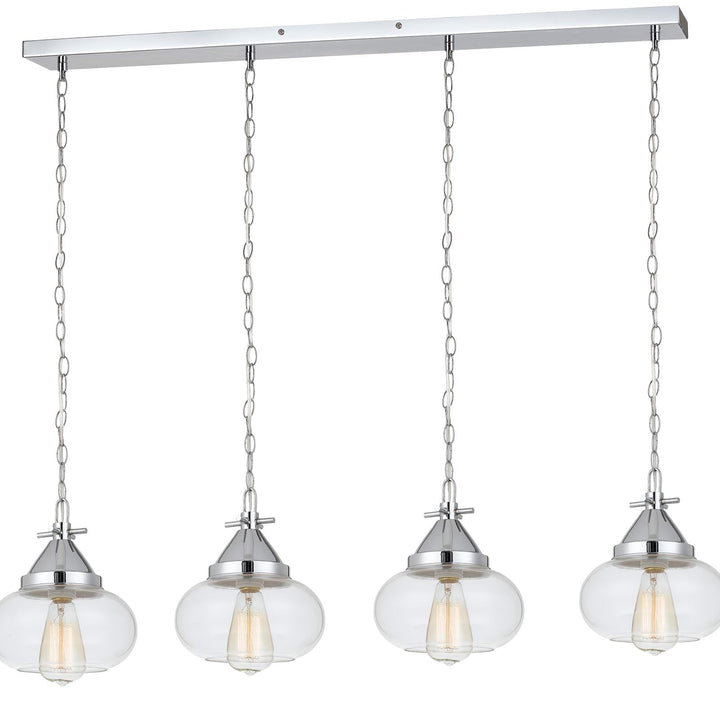 ##Antique Hardware## 60W X 4 MAYWOOD GLASS PENDANT (EDISON BULBS NOT INCLUDED)