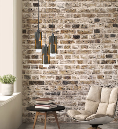 ##Antique Hardware## 60W X 3 REGGIO WOOD PENDANT GLASS FIXTURE (EDISON BULBS NOT INCLUDED)