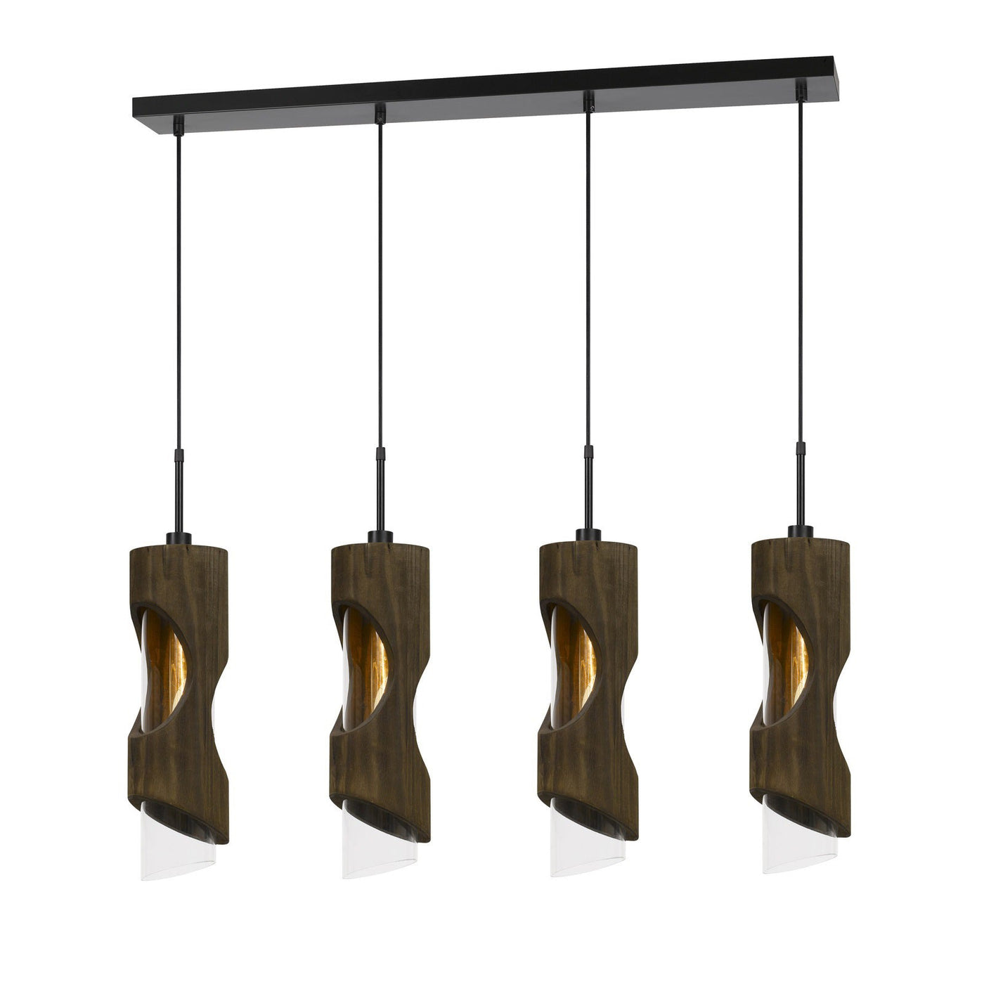 ##Antique Hardware## 60W X 4 ZAMORA 4 LIGHT WOOD ISLAND STYLE FIXTURE (EDISON BULBS NOT INCLUDED)