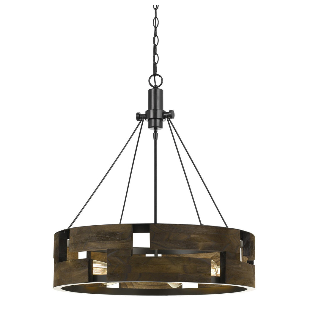 ##Antique Hardware## 60W X 6 BRADFORD METAL AND WOOD CHANDELIER (EDISON BULBS NOT INCLUDED)