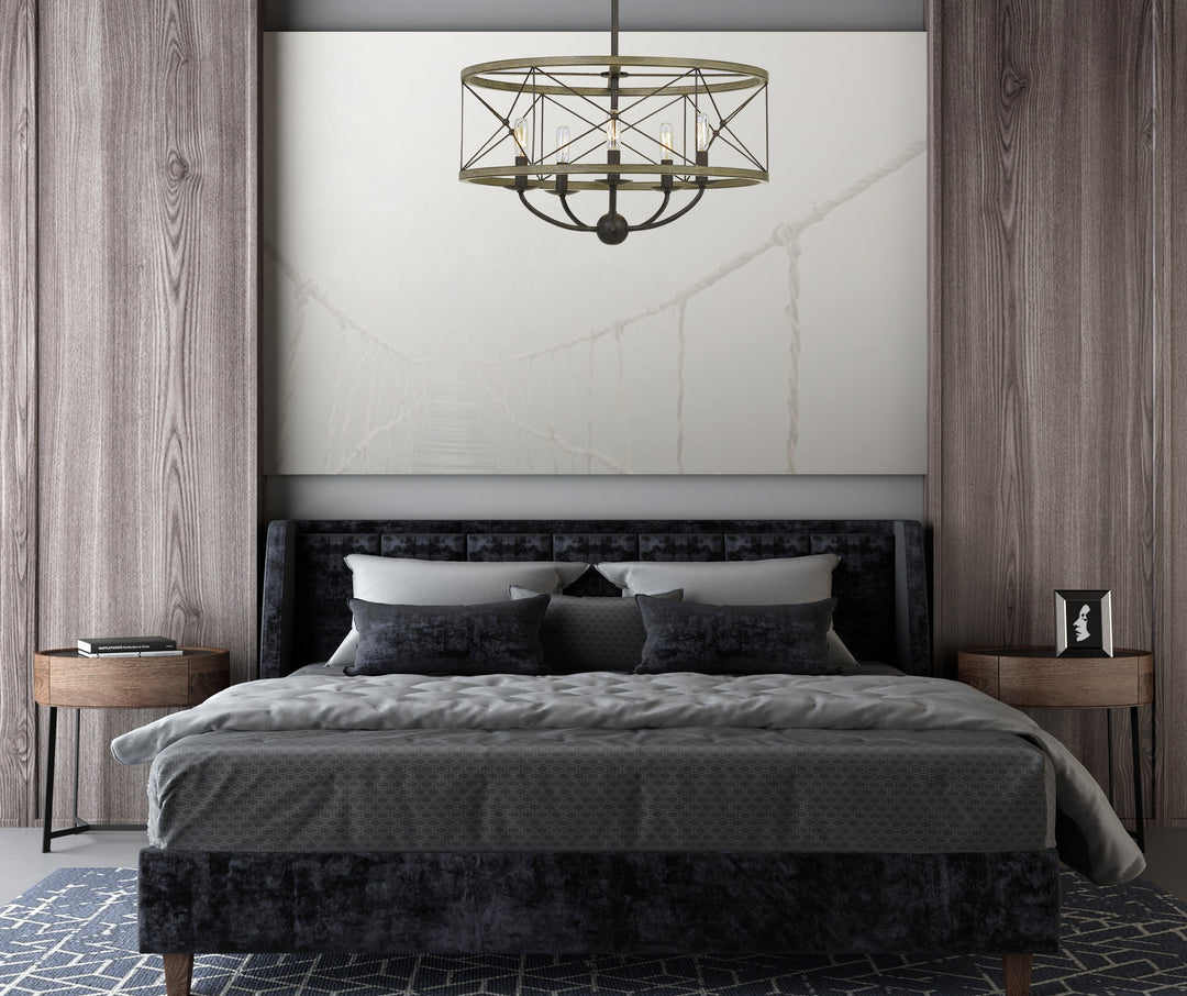 ##Antique Hardware## 40W X 5 MODICA METAL PENDANT FIXTURE (EDISON BULBS NOT INCLUDED)