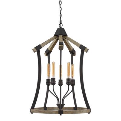 Antique Hardware DALI 60W X 5 METAL/PINE WOOD CHANDELIER  (EDISON BULBS NOT INCLUDED) Chandelier