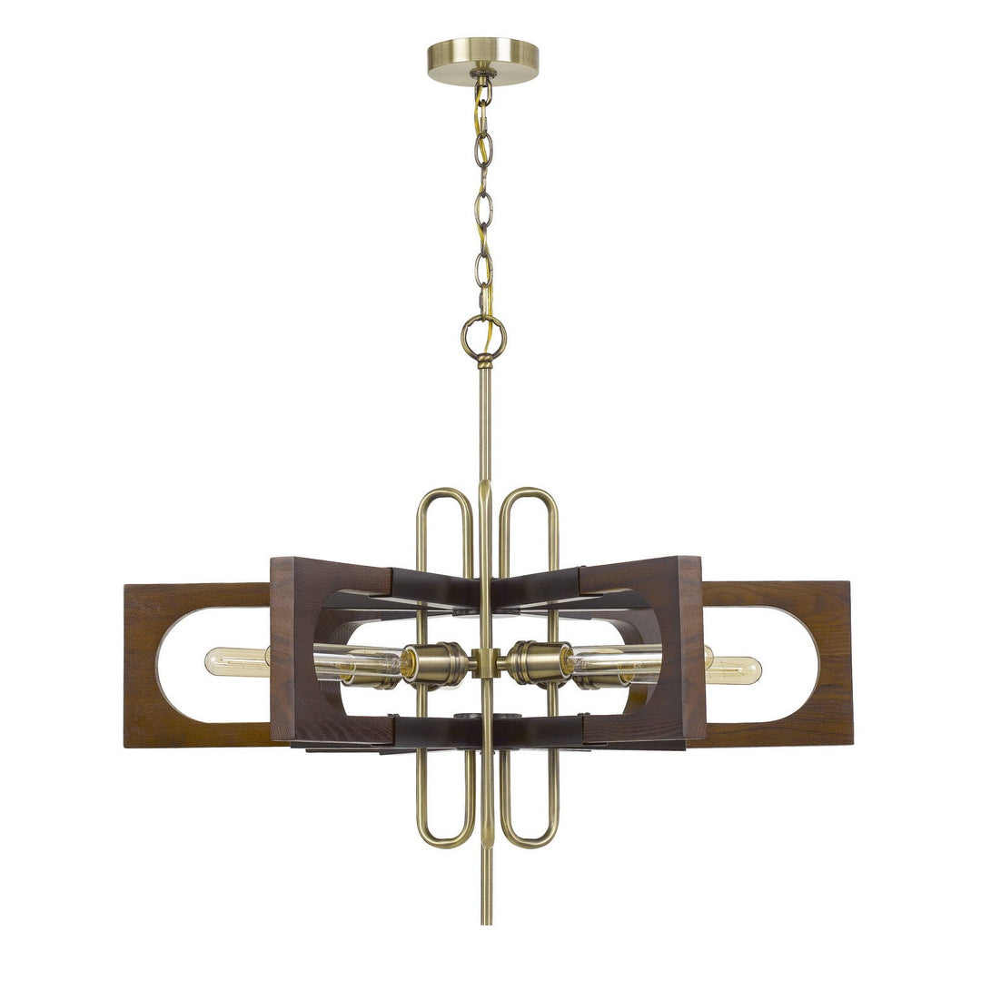 ##Antique Hardware## 60W X 6 SNEEK METAL/WOOD CHANDELIER (EDISON BULBS ARE NOT INCLUDED)