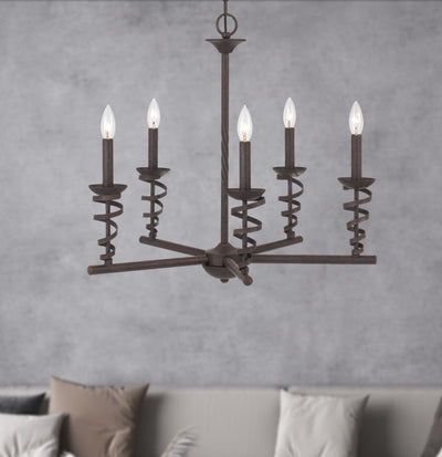 Antique Hardware 60W X 5 FORBACH METAL CHANDELIER (EDISON BULBS ARE INCLUDED) Chandelier