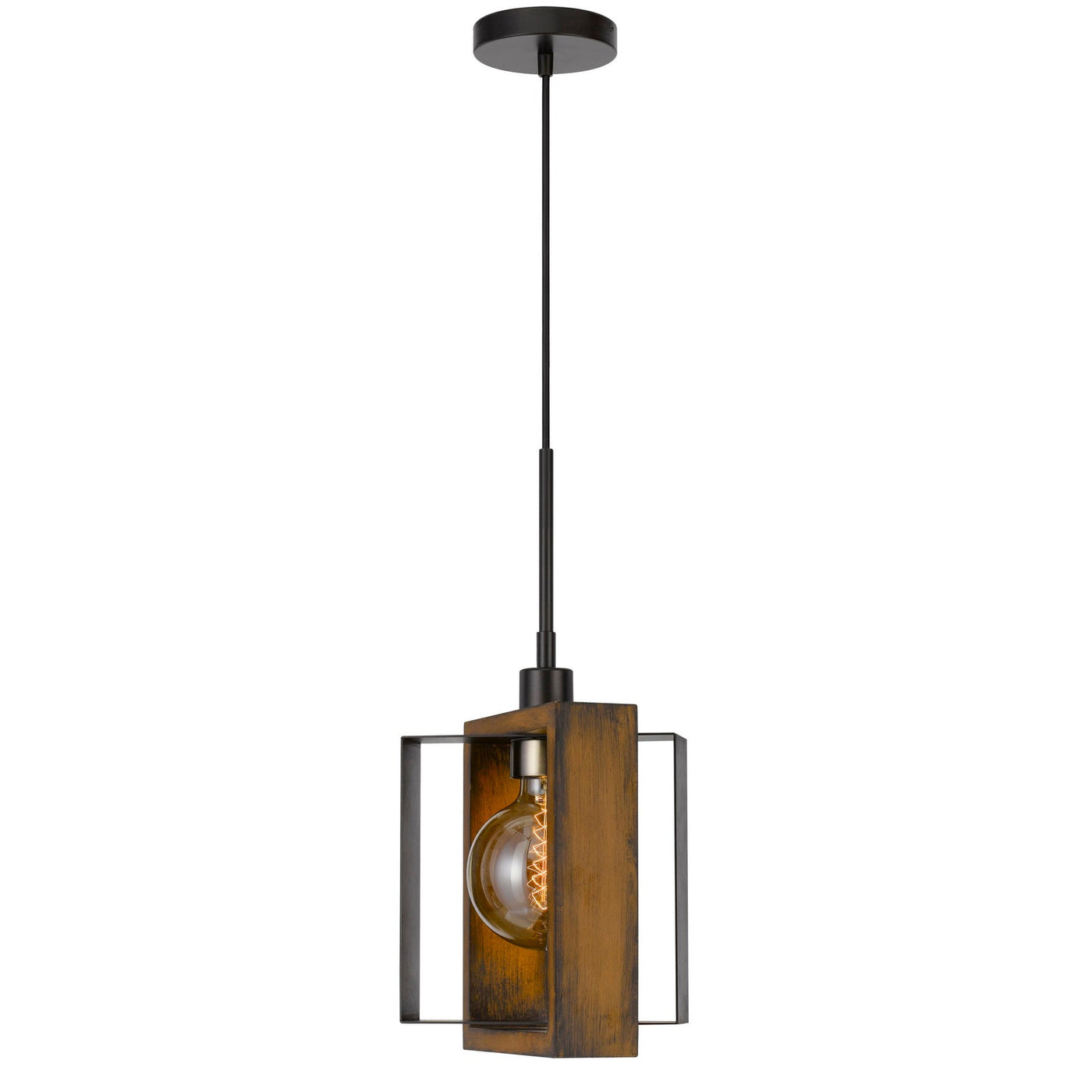 ##Antique Hardware## 60W AGRIGENTO PINE WOOD/METAL MINI PENDANT FIXTURE (EDISON BULB INCLUDED)