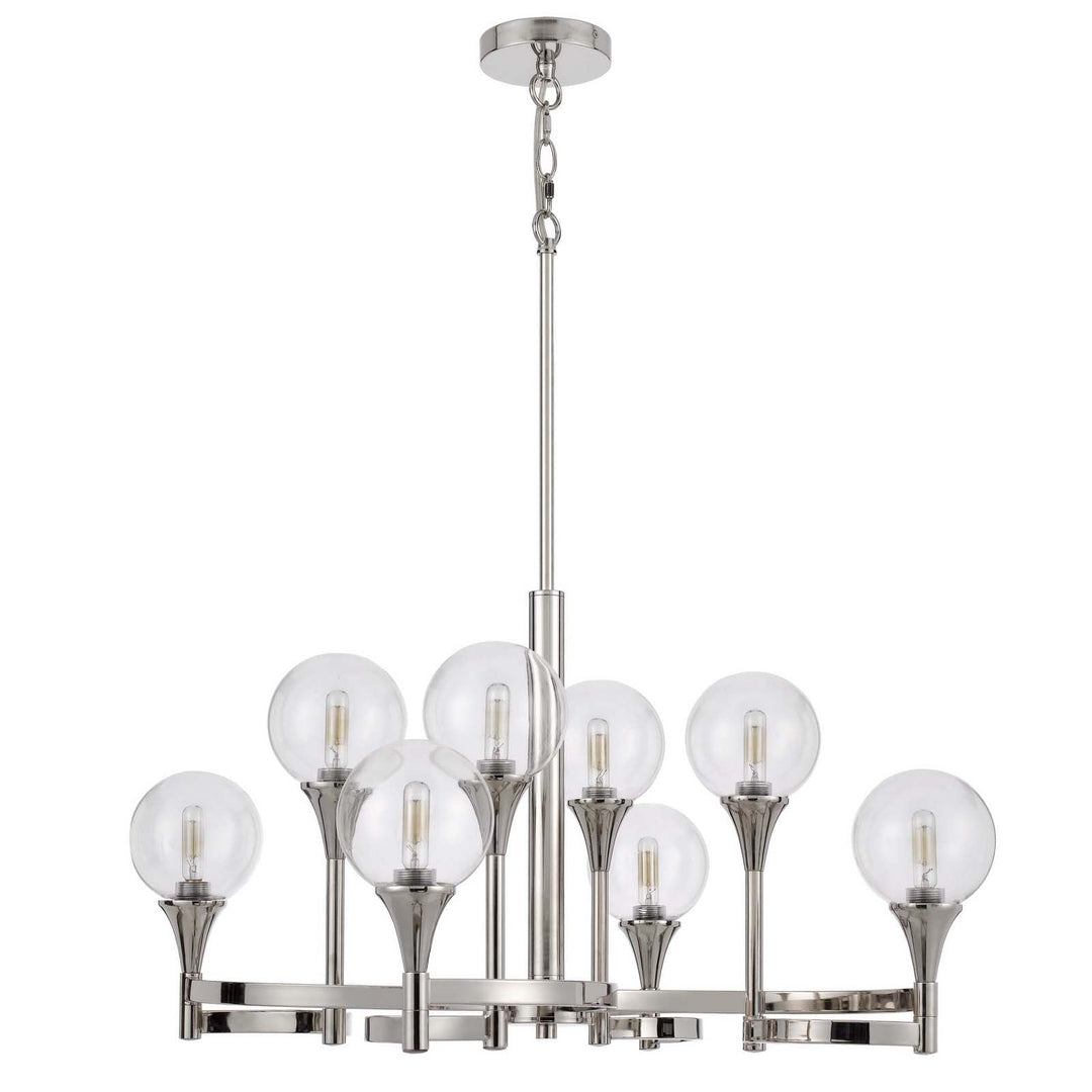 ##Antique Hardware## 15W X 8 MILBANK METAL CHANDELIER AND CLEAR ROUND GLASS SHADES