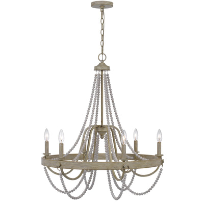 Antique Hardware 60W X 6 MACON BEADED METAL CHANDELIER Chandelier