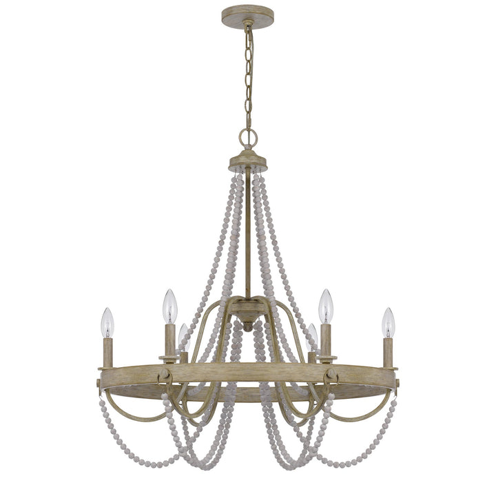 ##Antique Hardware## 60W X 6 MACON BEADED METAL CHANDELIER
