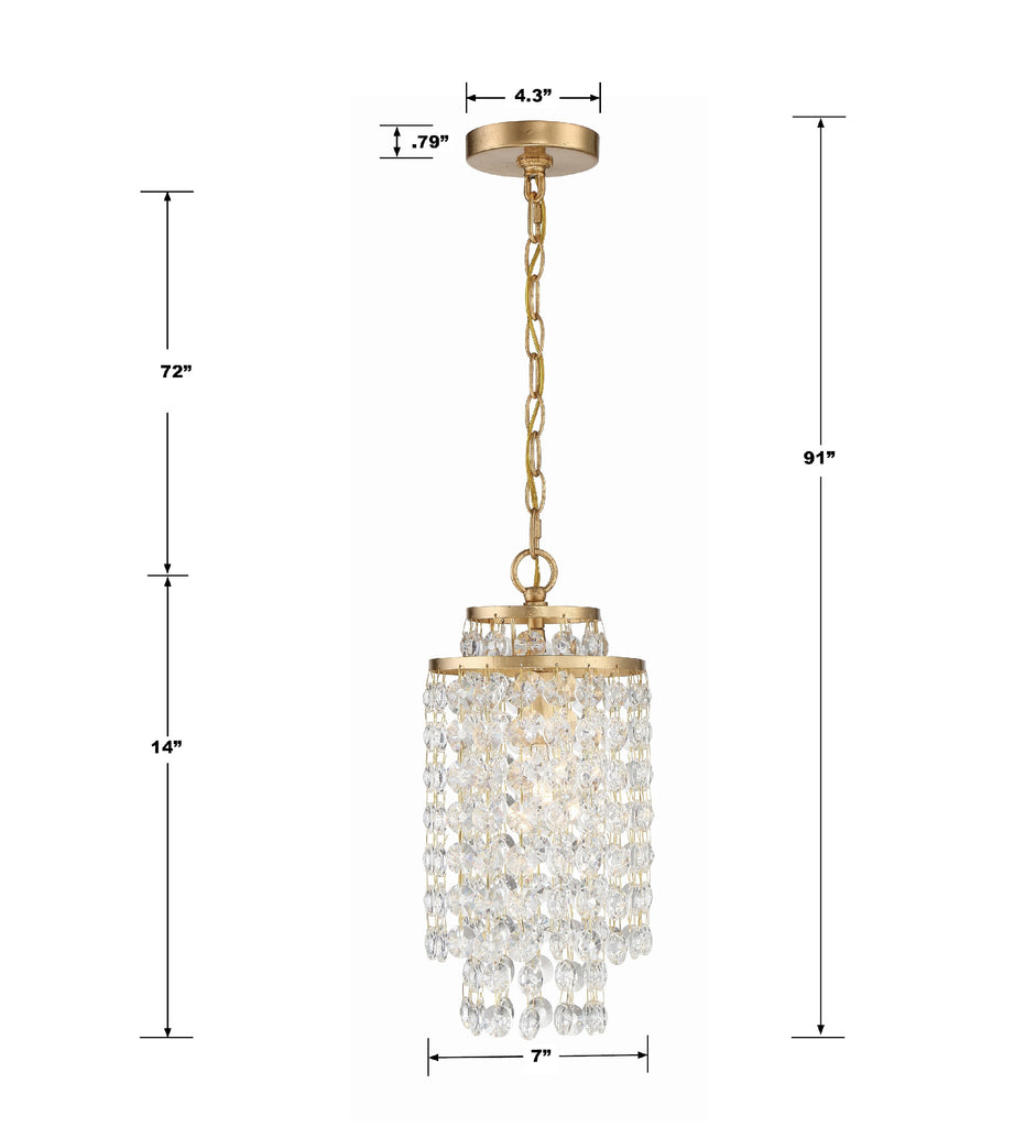 ##Antique Hardware## Gabrielle 1 Light Antique Gold Mini Pendant