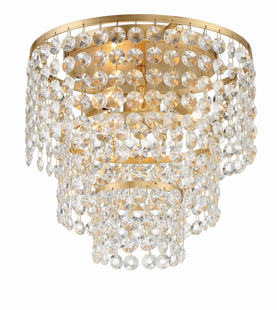 ##Antique Hardware## Gabrielle 3 Light Antique Gold Flush Mount