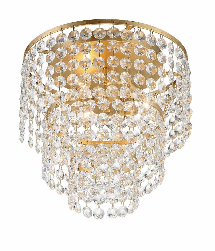 ##Antique Hardware## Gabrielle 3 Light Antique Gold Flush Mount