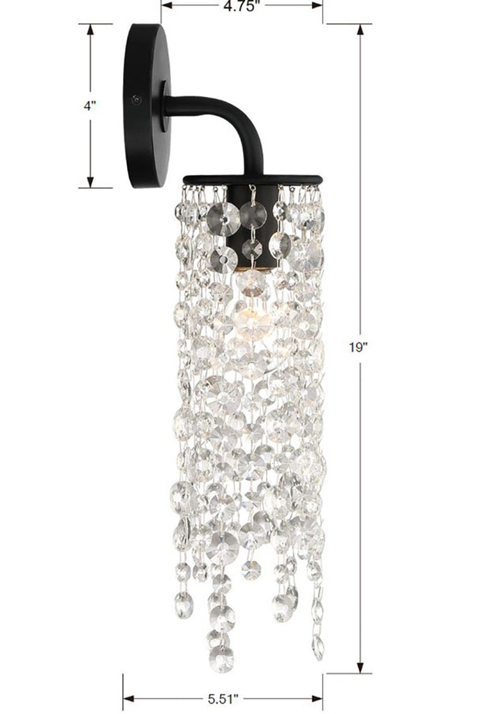 ##Antique Hardware## Gabrielle 1 Light Matte Black Sconce