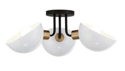 ##Antique Hardware## Gigi 3 Light Black + Aged Brass Semi Flush Mount