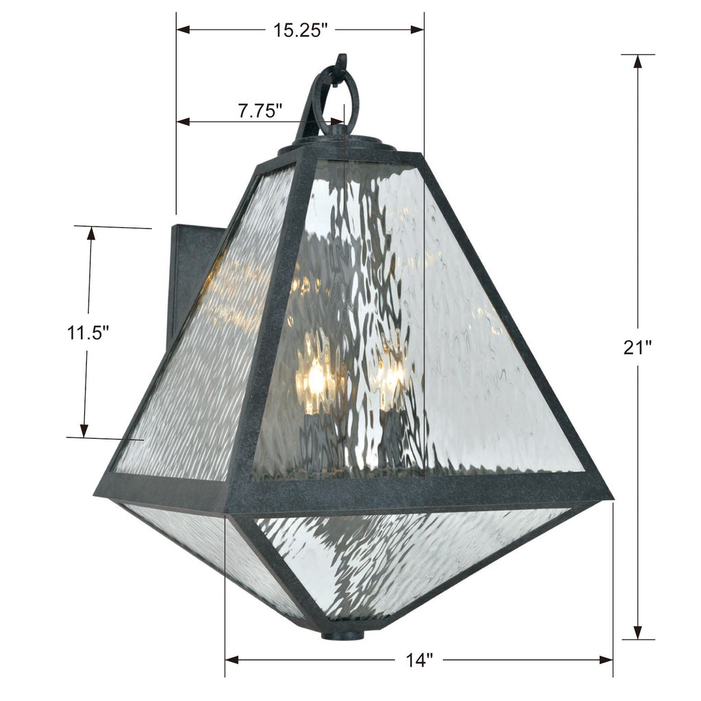 ##Antique Hardware## Brian Patrick Flynn Glacier 3 Light Black Charcoal Outdoor Sconce