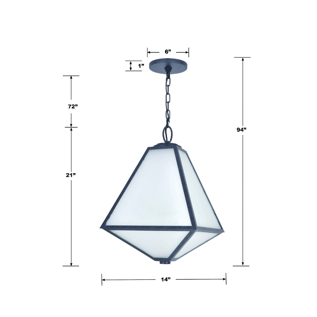 ##Antique Hardware## Brian Patrick Flynn Glacier 3 Light Black Charcoal Outdoor Pendant