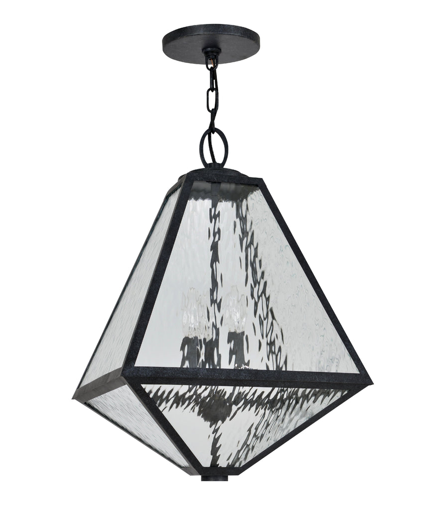 ##Antique Hardware## Brian Patrick Flynn Glacier 3 Light Black Charcoal Outdoor Pendant