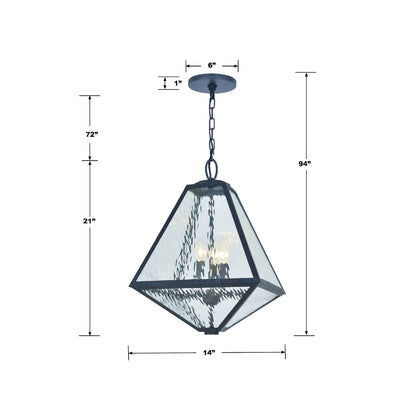 ##Antique Hardware## Brian Patrick Flynn Glacier 3 Light Black Charcoal Outdoor Pendant