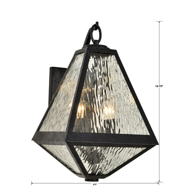 ##Antique Hardware## Brian Patrick Flynn Glacier 2 Light Black Charcoal Outdoor Sconce