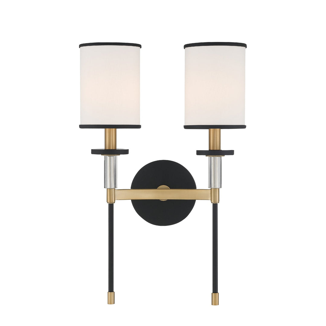##Antique Hardware## Hatfield 2 Light Black Forged + Vibrant Gold Sconce