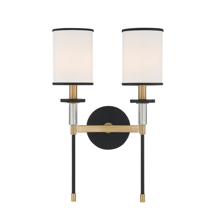 ##Antique Hardware## Hatfield 2 Light Black Forged + Vibrant Gold Sconce