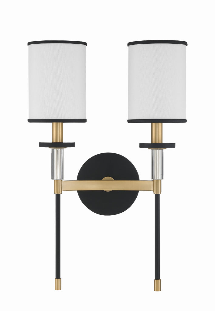 ##Antique Hardware## Hatfield 2 Light Black Forged + Vibrant Gold Sconce