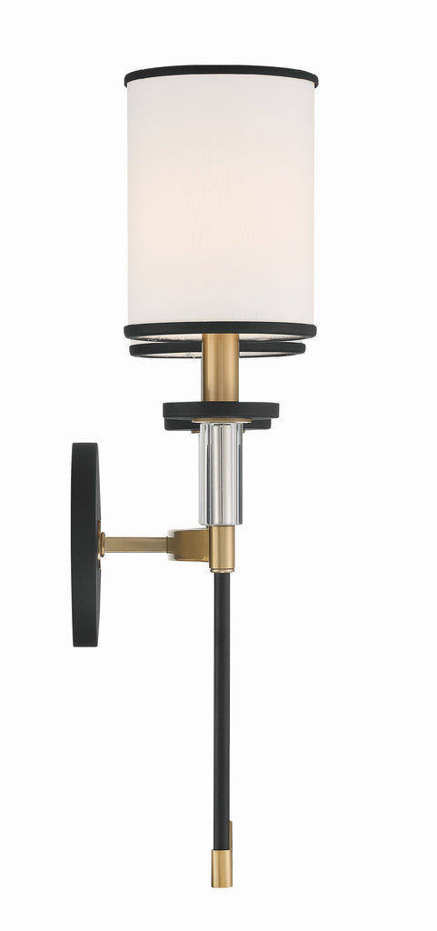 ##Antique Hardware## Hatfield 2 Light Black Forged + Vibrant Gold Sconce