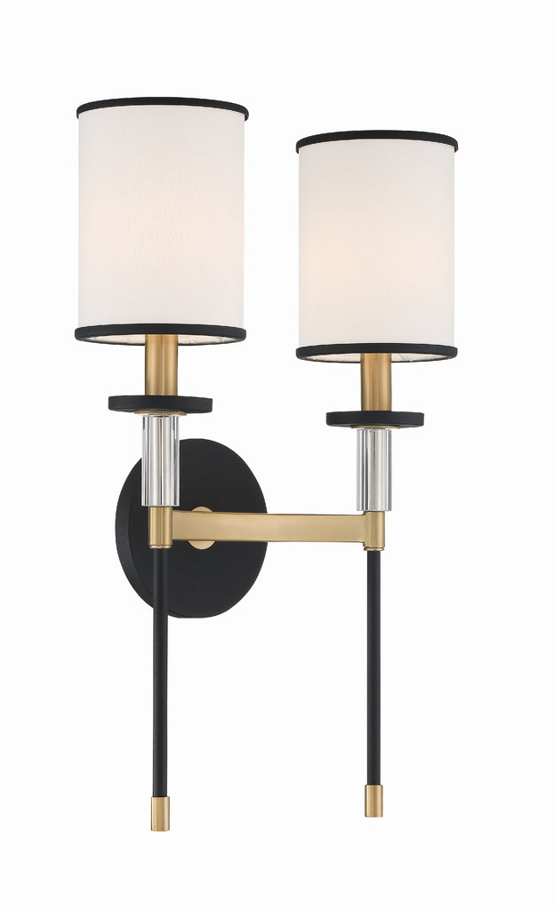 ##Antique Hardware## Hatfield 2 Light Black Forged + Vibrant Gold Sconce
